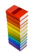 rainbow books stack isolated on white