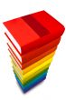 rainbow books stack isolated on white
