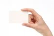 Woman holding a business card