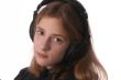 funny girl with headphones