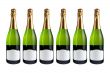 Six champagne bottles