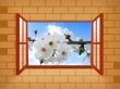 Window with spring blossom