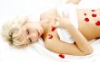 blond with rose petals in spa