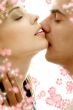 gentle kiss with flowers
