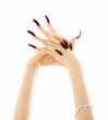 hands with long acrylic nails