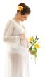 beautiful pregnant woman with yellow lily