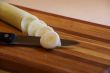 Slicing leeks with a knife