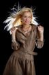 dancing blond in brown dress