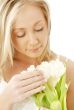 lovely blond with white tulips