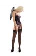 angel in black lingerie over white