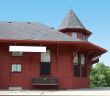 Victorian Train Station with Blank Sign