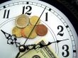 Watches and coins of euro.