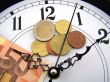 Watches and coins of euro.