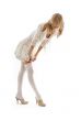 lovely blond dressing up over white