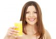 lovely brunette with glass of juice