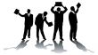 Four silhouettes of men.