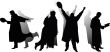 Four silhouettes of men.