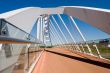 White bridge against a clear blue sky