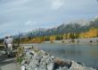 Hikers, Kananaskis mountains, Bow River