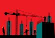 Silhouette of construction site