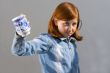 Girl with a cup (Focus on cup)