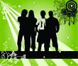 4 silhouettes young people - vector