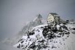 Mountain hut, winter storm