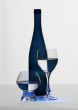 blue bottle and glasses