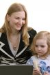 pretty young business lady with daughter