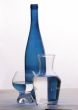 blue bottle and glasses