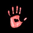 red fingerprint on black
