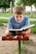 schoolboy reads the book