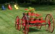 Flowers in wagon,	resort lawn