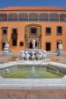 Sculptures and a fountain.