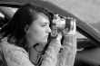 Girl with SLR photo camera
