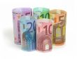 Euro notes in a row