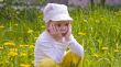 The girl and dandelions