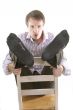 man seating on the chair