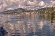 Lake, mountains and clouds.