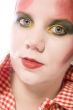 heavy red make up