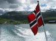 Norwegian flag on a stern of a boat