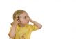 smart toddler with headphones