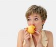 Funny girl with a pear