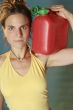 woman with jerry can