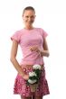 smiling girl with flowers basket