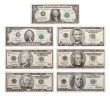 7 US bank notes including the rare 2 Dollar Bill