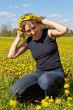 woman with dandelion wreath
