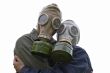family portrait in gas-masks