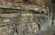 Red bands of sedimentary rock