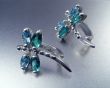 Earrings with emeralds and sapphires In the form of a dragonfly